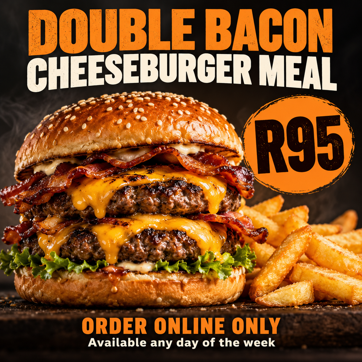 Double Bacon Cheese Burger Meal Special